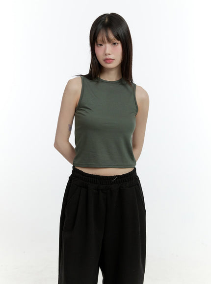 essential-crop-tank-top-cf507 / Dark green