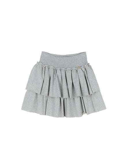 tiered-ruffle-skort-cg513 / Gray