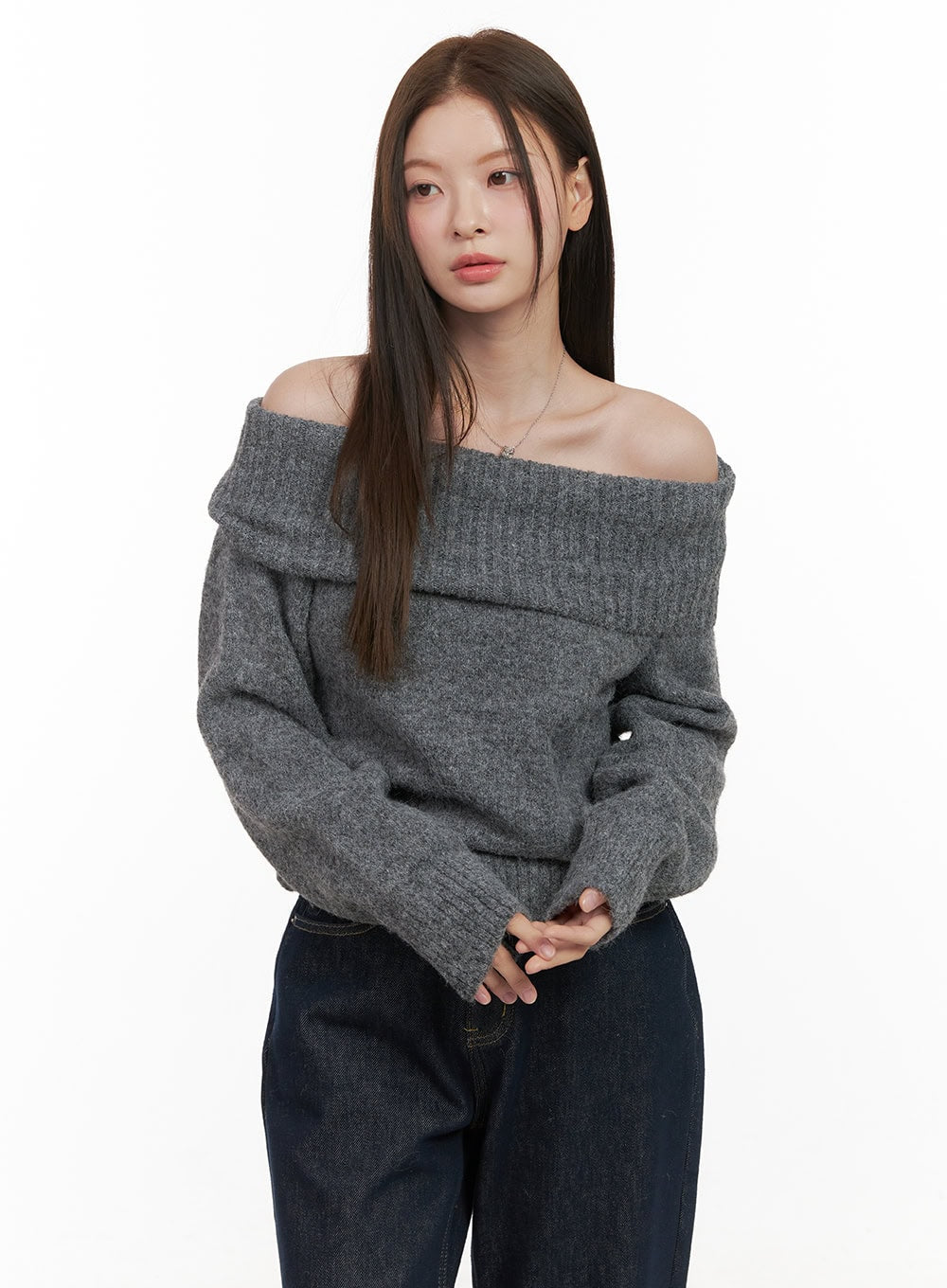 chic-off-shoulder-sweater-od412 / Gray