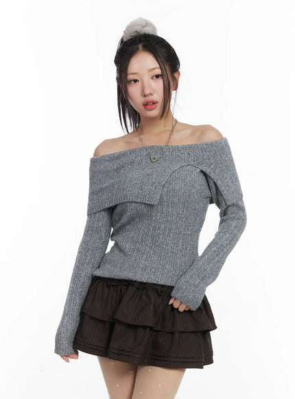 cozy-ribbed-relaxed-neck-knit-top-cd530 / Gray