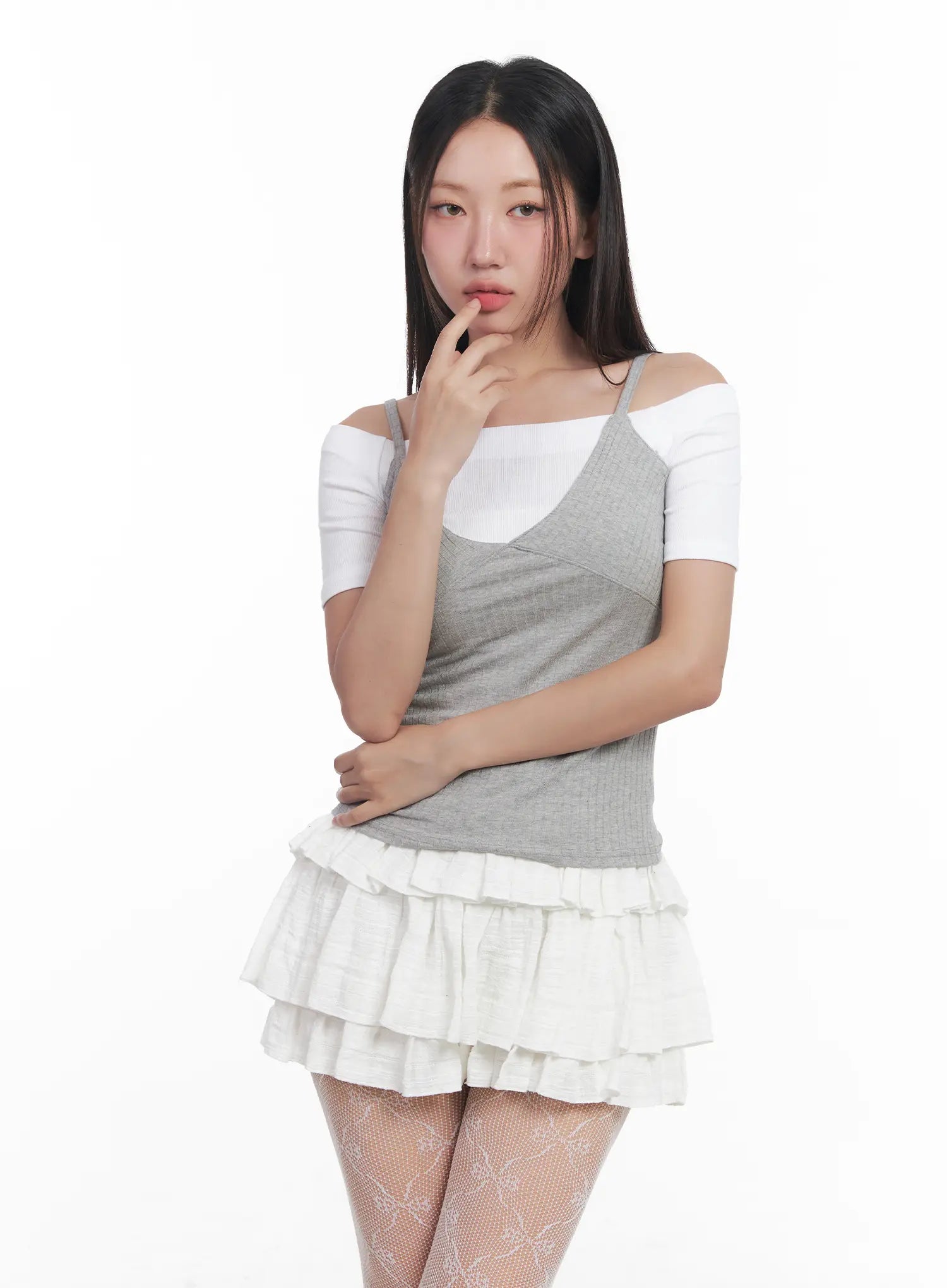 basic-v-neck-cami-cu516 / Gray