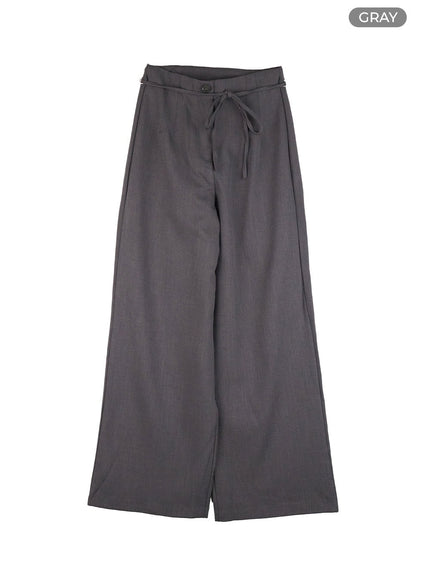 banded-wide-leg-pants-og416 / Gray