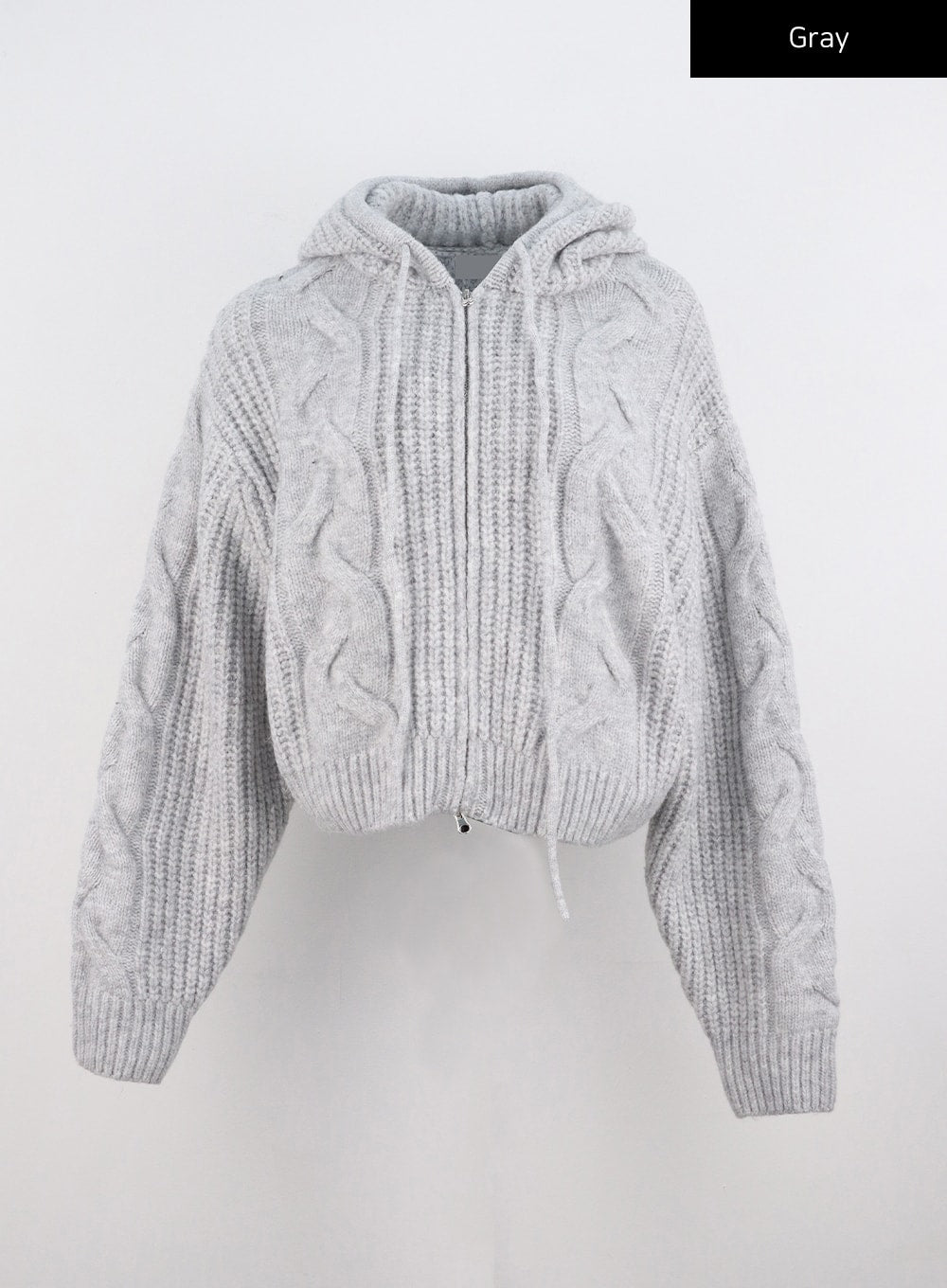 Cable Knit Hooded Zip Up Sweater CO306