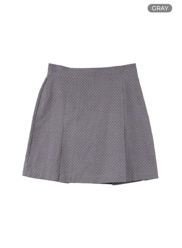 polka-dot-pintuck-mini-skirt-of422 / Gray