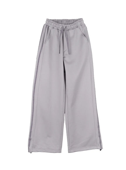 casual-wide-leg-track-pants-cl529 / Gray