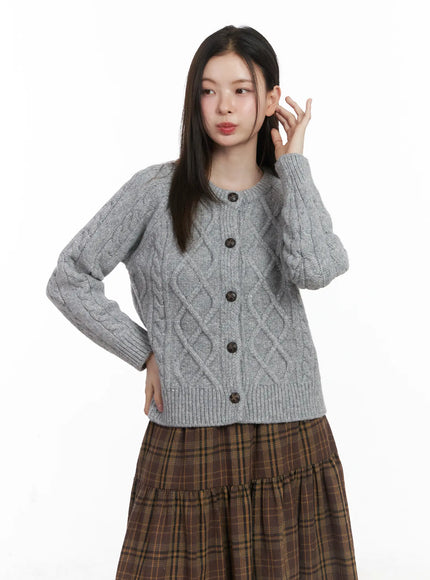 Oversized Chunky Cable Knit Cardigan CJ506