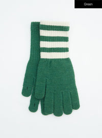 stripe-knit-gloves-in317 / Green