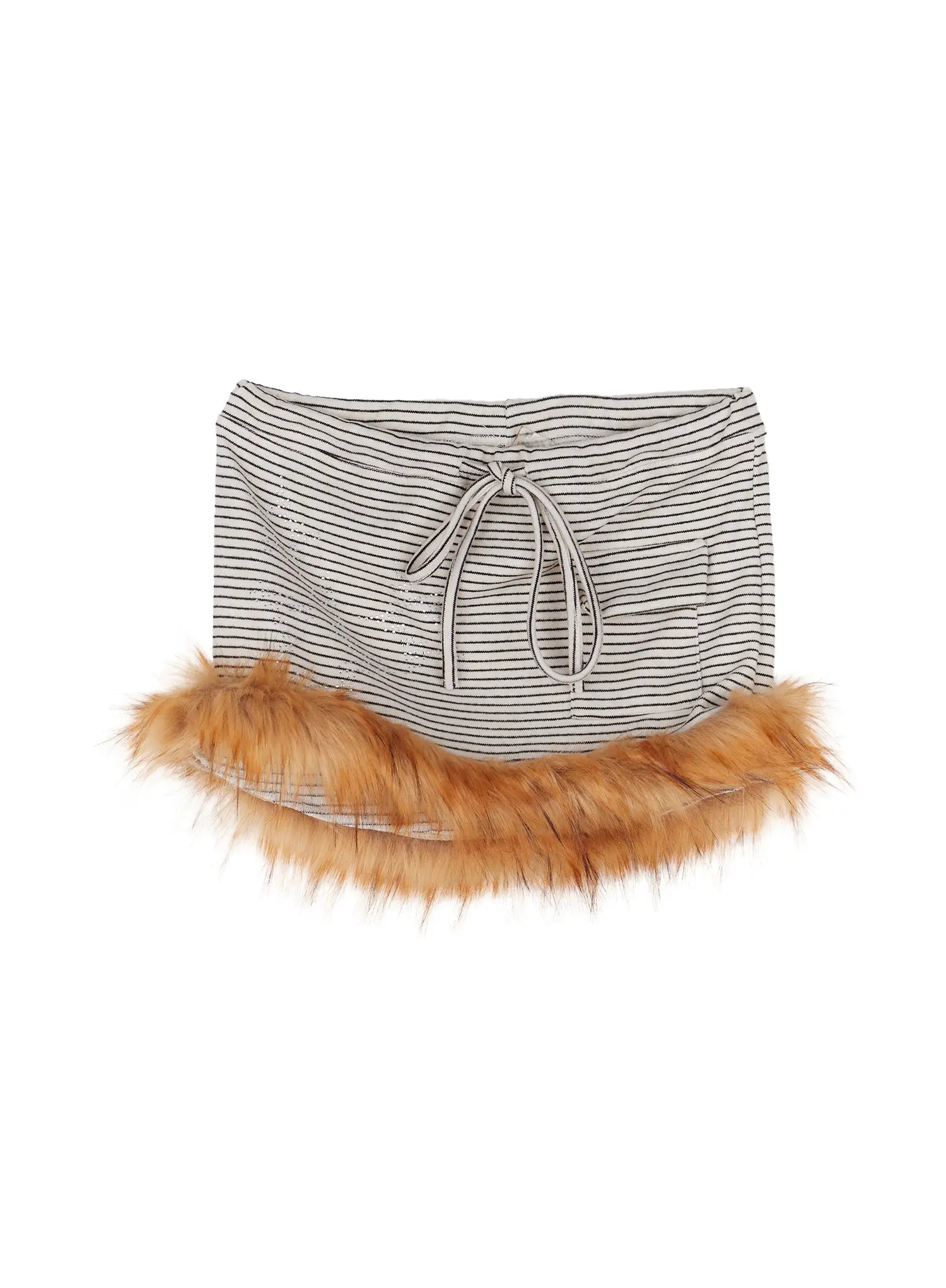 faux-fur-trim-mini-skirt-cd518 / Light beige