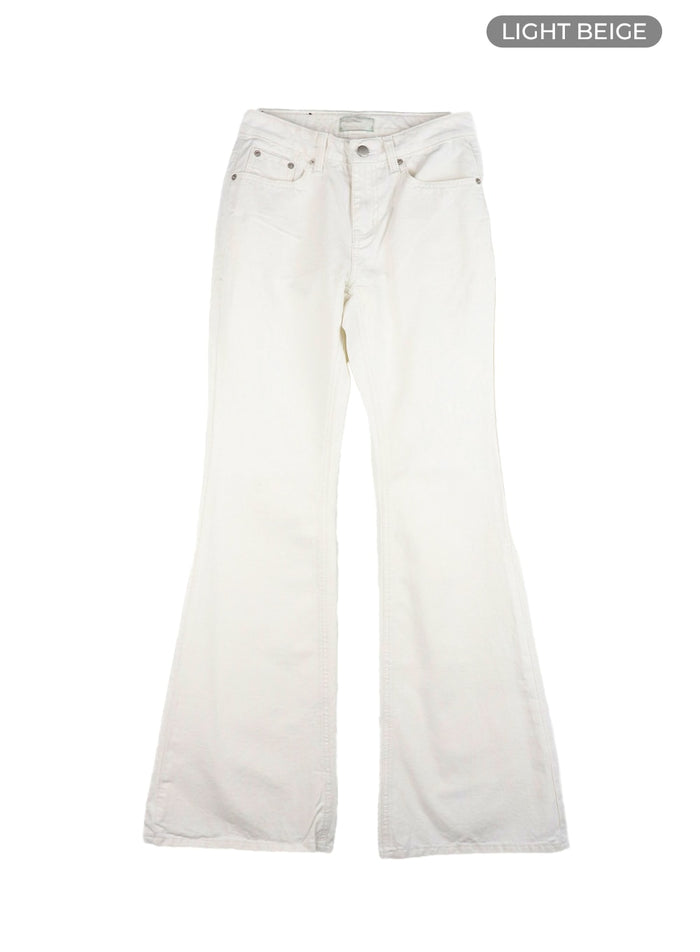 solid-bootcut-pants-ca408 / Light beige
