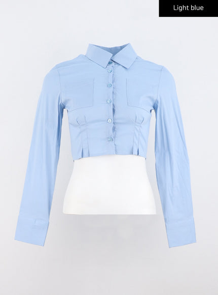 pintuck-cropped-shirt-co327 / Light blue