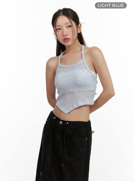 asymmetrical-halter-crop-top-cl431 / Light blue