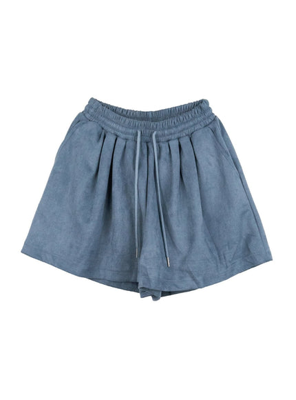 corduroy-high-waisted-shorts-on408 / Light blue