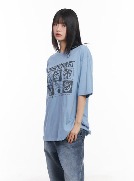 cotton-graphic-oversized-tee-cy514 / Light blue