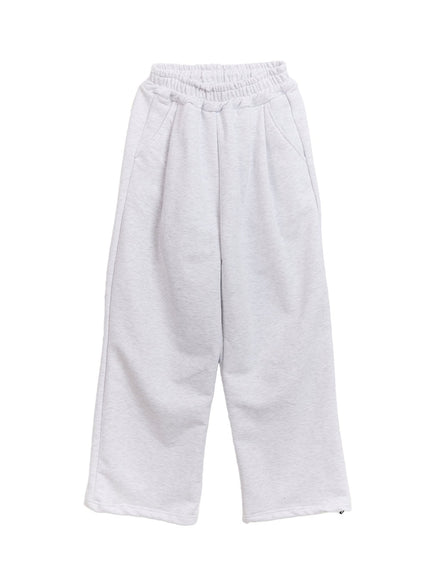 essential-pintuck-wide-leg-sweatpants-cf507 / Light gray