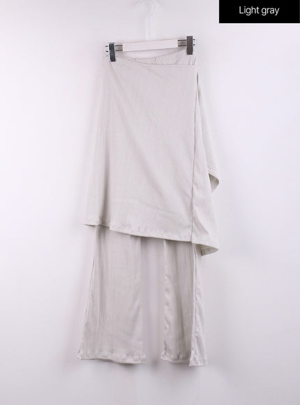 skirt-layered-wide-leg-pants-cf401 / Light gray