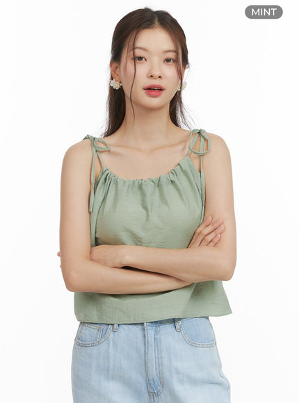 bowknot-shirred-sleeveless-top-oy421 / Mint