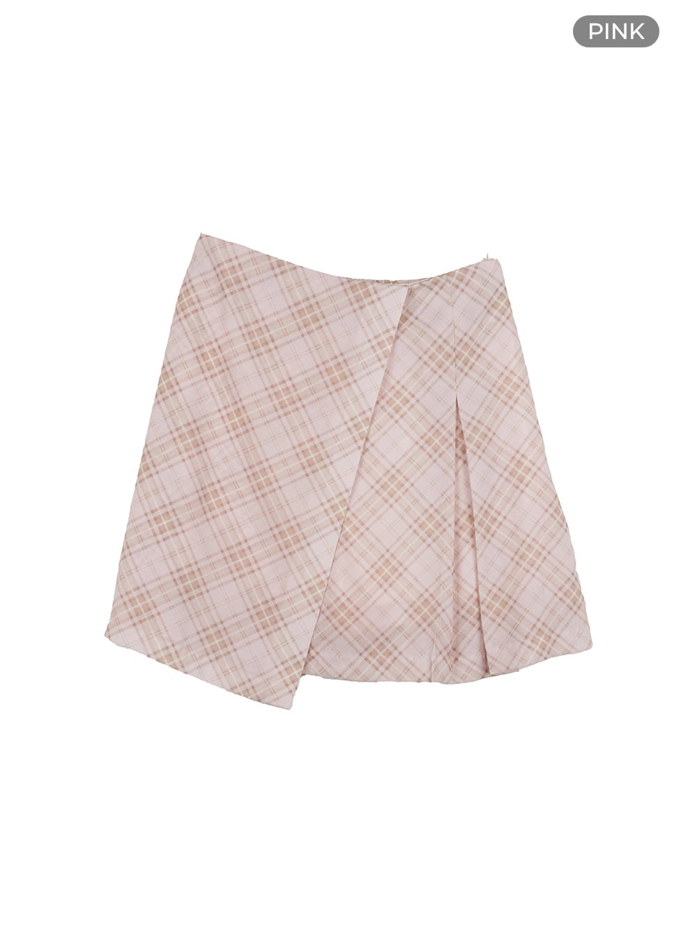 checkered-wrap-mini-skirt-oy427 / Pink