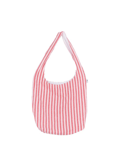 striped-cotton-shoulder-tote-bag-cl522 / Red
