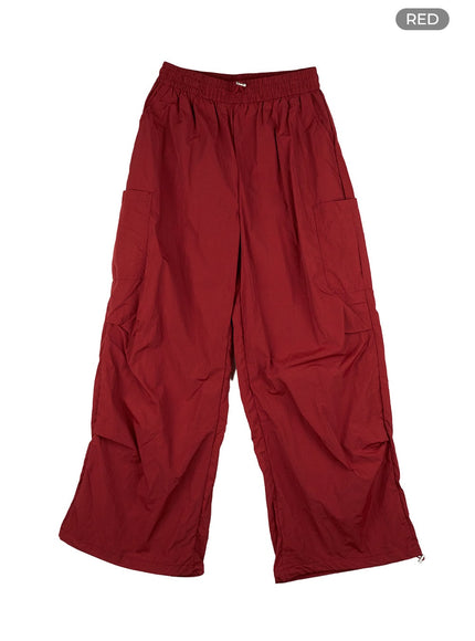 wide-fit-nylon-banded-pants-cg402 / Red