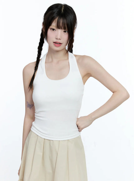 basic-halter-crop-tank-cl530 / White