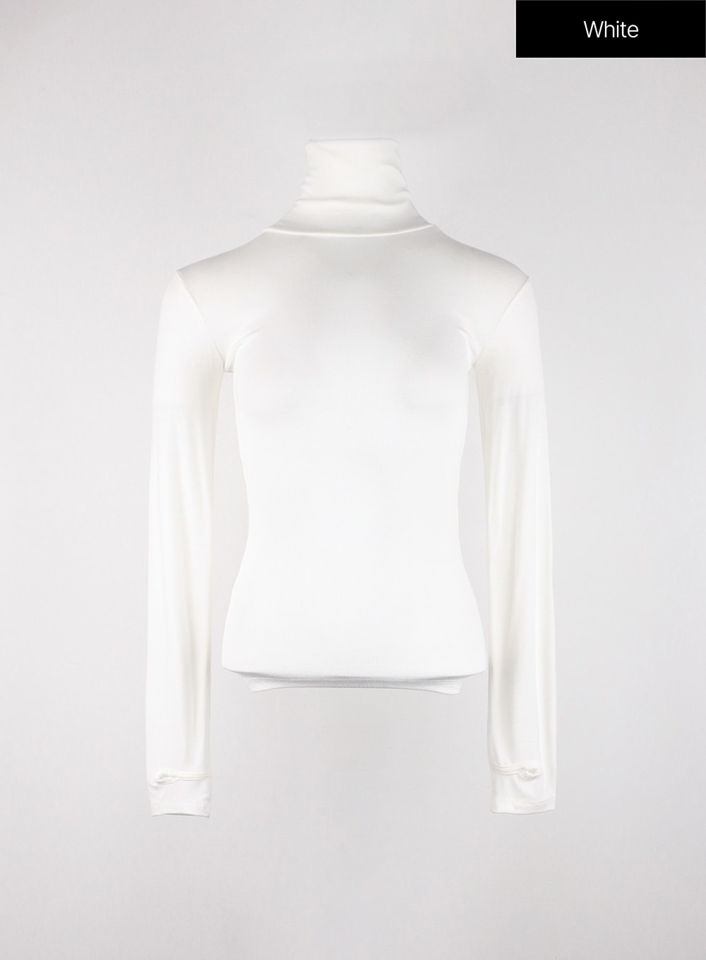 Turtleneck Thumb Holes Top #Ivory One Size(S-M) 
