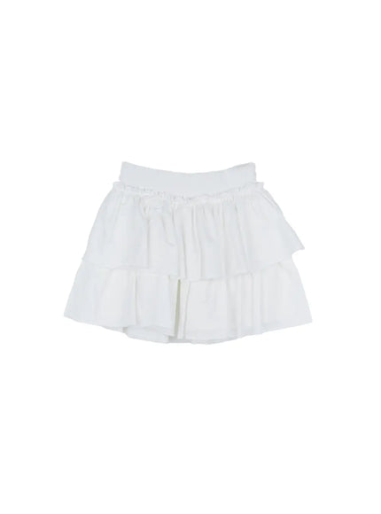 tiered-ruffle-mini-skirt-cl508 / White