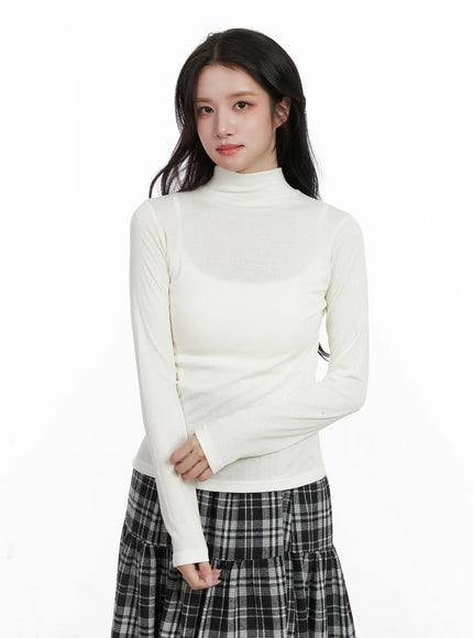 mock-neck-long-sleeve-top-cn527 / White