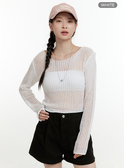 summer-knit-see-through-boat-neck-top-ol423 / White