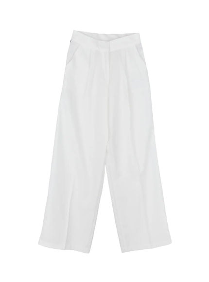 pintuck-striped-wide-fit-pants-cu517 / White