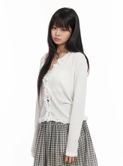 soft-ruffle-edge-cardigan-cm513 / White