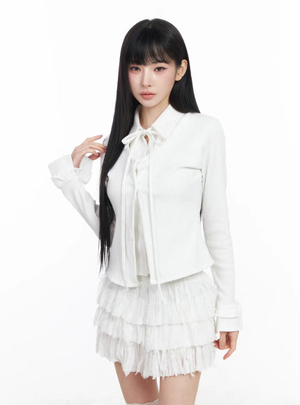 layered-shirt-cardigan-cf518 / White