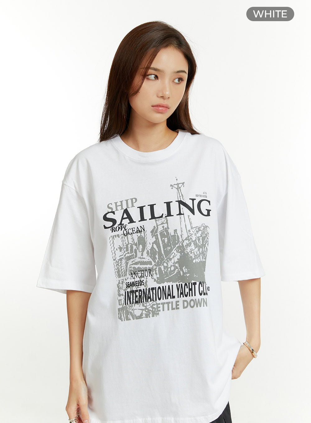 oversized-lettering-tee-cu421 / White