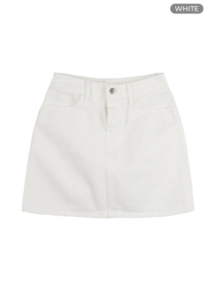 cotton-solid-mini-skirt-ou418 / White