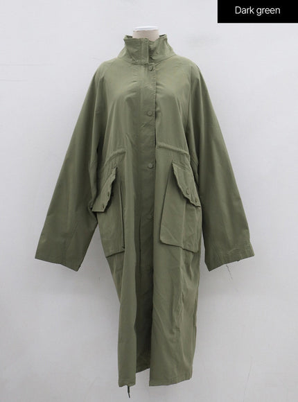 Pocket Oversized Zip-Up Coat OF301