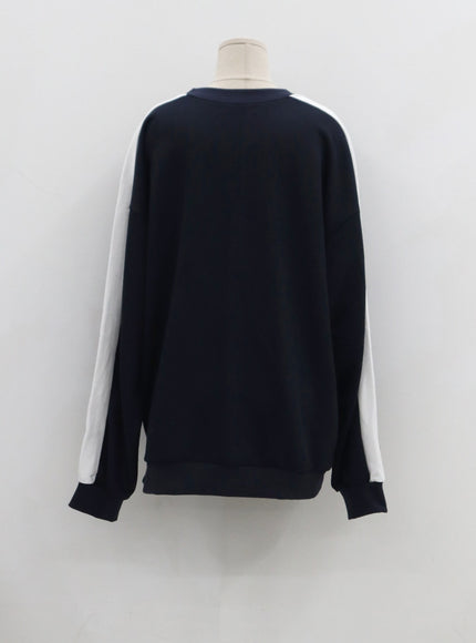 Lettering V-Neck Sweatshirt Unisex CO21