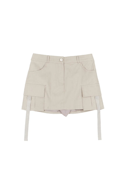 chic-cargo-mini-skirt-cu520 / Beige