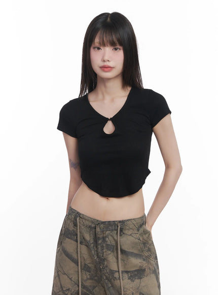 cut-out-crop-tee-cu520 / Black