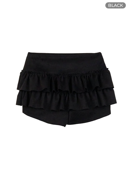 double-ruffle-mini-skirt-co423 / Black