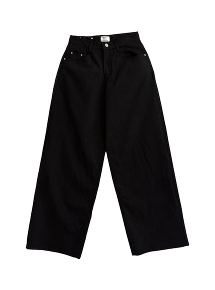 striped-wide-leg-cotton-pants-co530 / Black