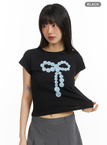 graphic-ribbon-tee-cm413 / Black