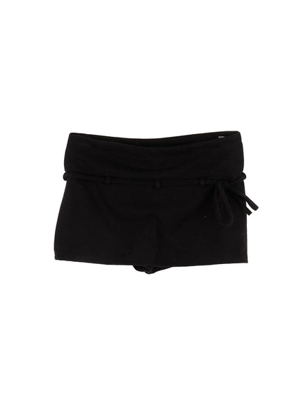 belted-cotton-mini-skirt-cd517 / Black