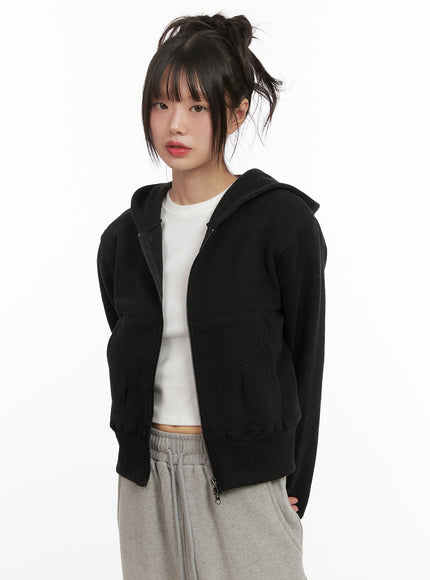 Long Sleeve Zip-Up Cropped Hoodie CJ506