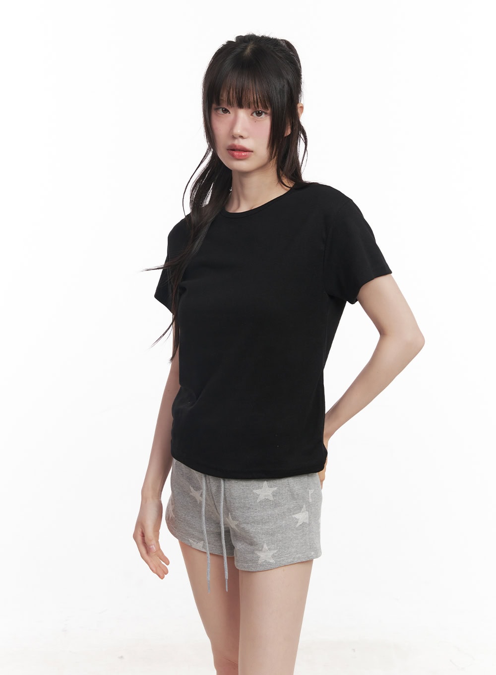 comfy-round-neck-basic-t-shirt-cy521 / Black