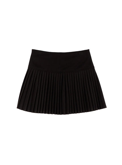 pleated-high-waist-mini-skirt-cn514 / Black