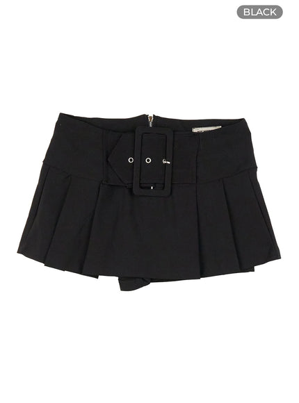 buckle-pleated-mini-skort-cg414 / Black