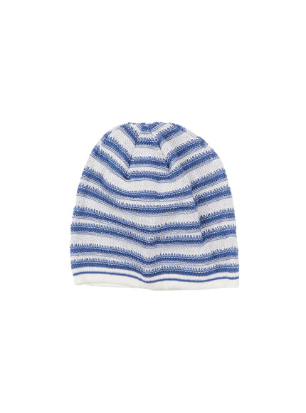 casual-striped-knit-beanie-cy514 / Blue