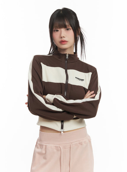 Chic Two-Tone Zip-Up Sweatshirt CF518