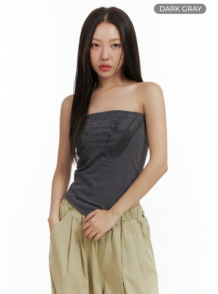 graphic-tube-top-cu404 / Dark gray