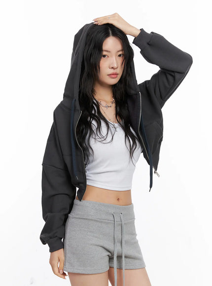 basic-cropped-zip-hoodie-co507 / Dark gray
