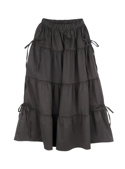 Elegant Ribbon Maxi Skirt F502